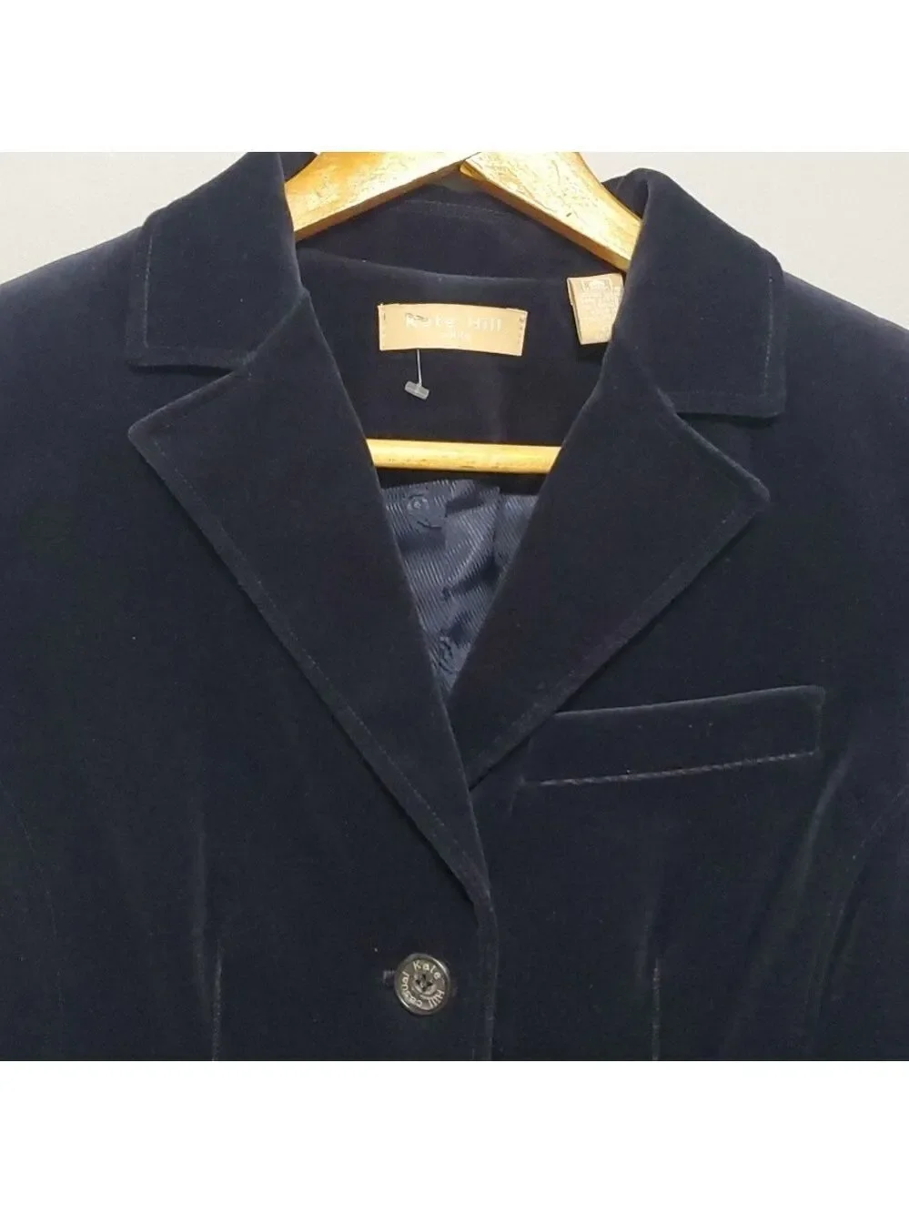 Kate Hill jacket women's size 2p 2 petite dark blue velour Velvet like l…